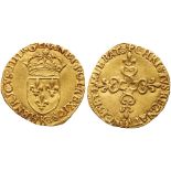 France. Henry III (1574-1589). gold Ecu d'or au soleil, 1578-K (3.3g)