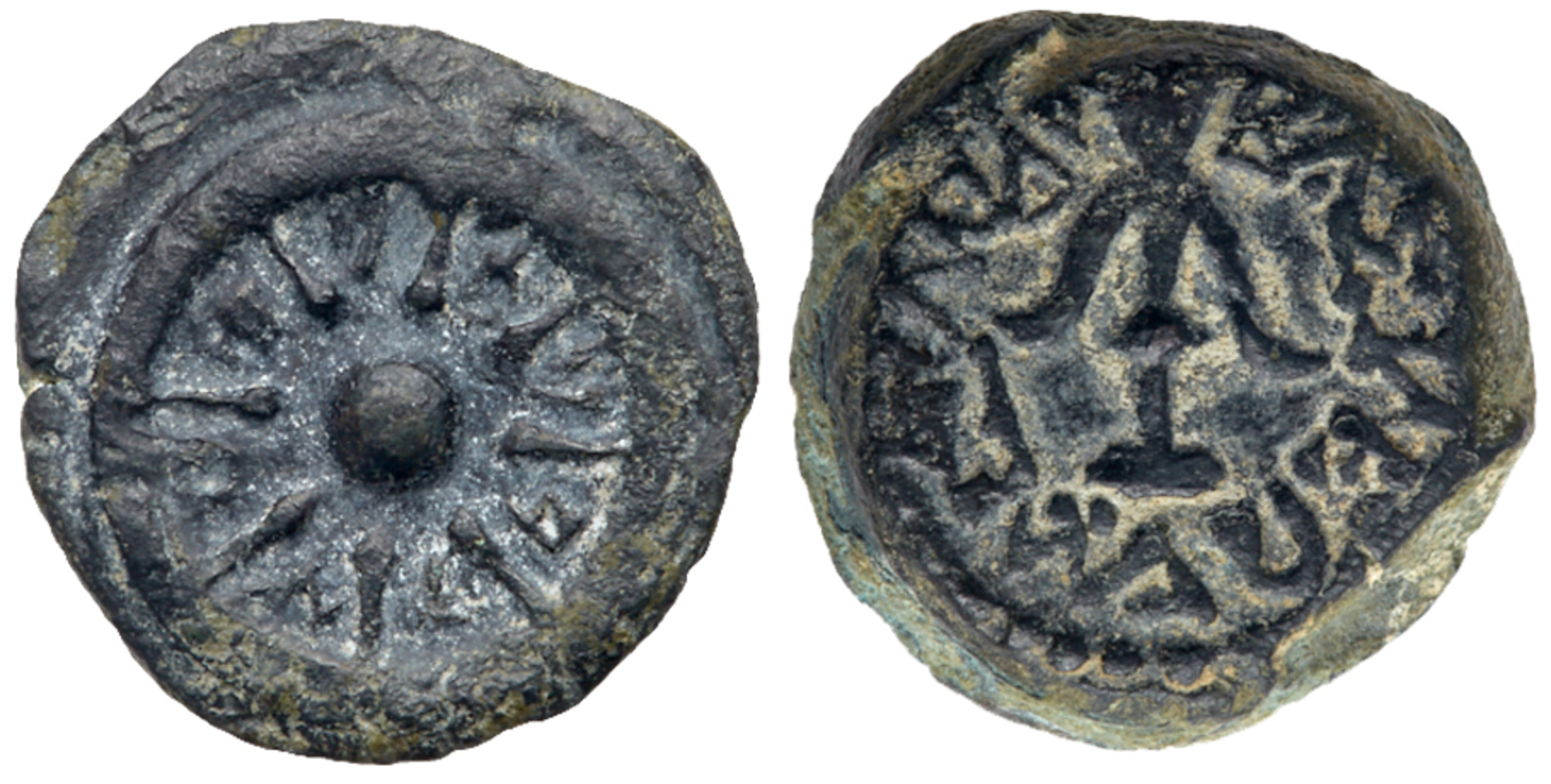 Judaea, Hasmonean Kingdom. Alexander Jannaeus (Yehonatan). Ã† Prutah (6.20 g), 103-76 BCE.. EF