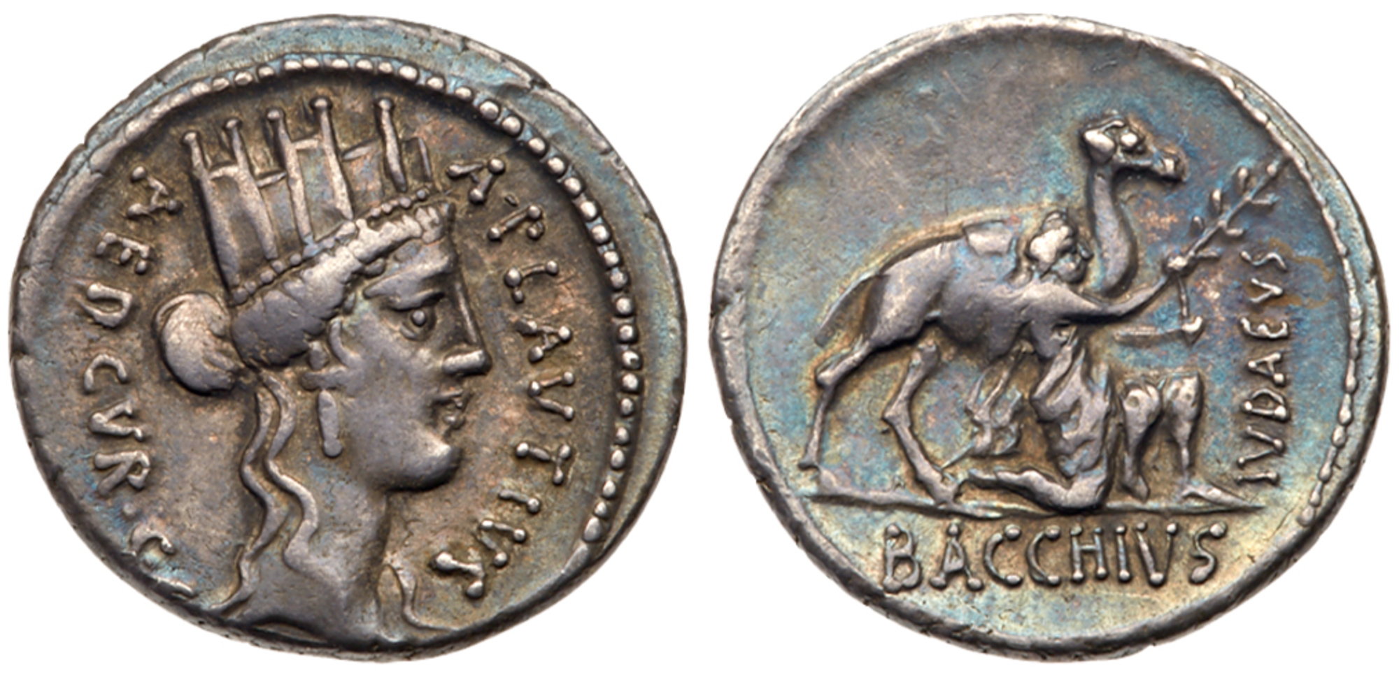 A. Plautius. Silver Denarius (3.80 g), 55 BC. EF