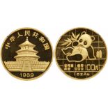 China. People's Republic. Gold 100 Yuan, 1989