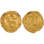 France. Charles VI (1380-1422). gold Mouton or Agnel d'or Emission, undated (2.52g)