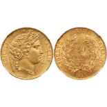 France. Second Republic (1848-1852). gold 20 Francs, 1851-A (Paris)