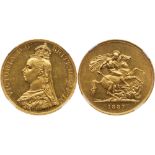 Victoria (1837-1901), Gold Five Pounds, 1887