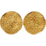 France. Charles VII (1422-1461). gold Ecu d'or neuf a la couronne, undated (3.36g)