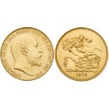 Edward VII (1901-1910), Matt Proof Gold Five-Pounds, 1902