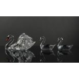 2 Boxed Swarovski Crystal Large Swan and Swan Pair