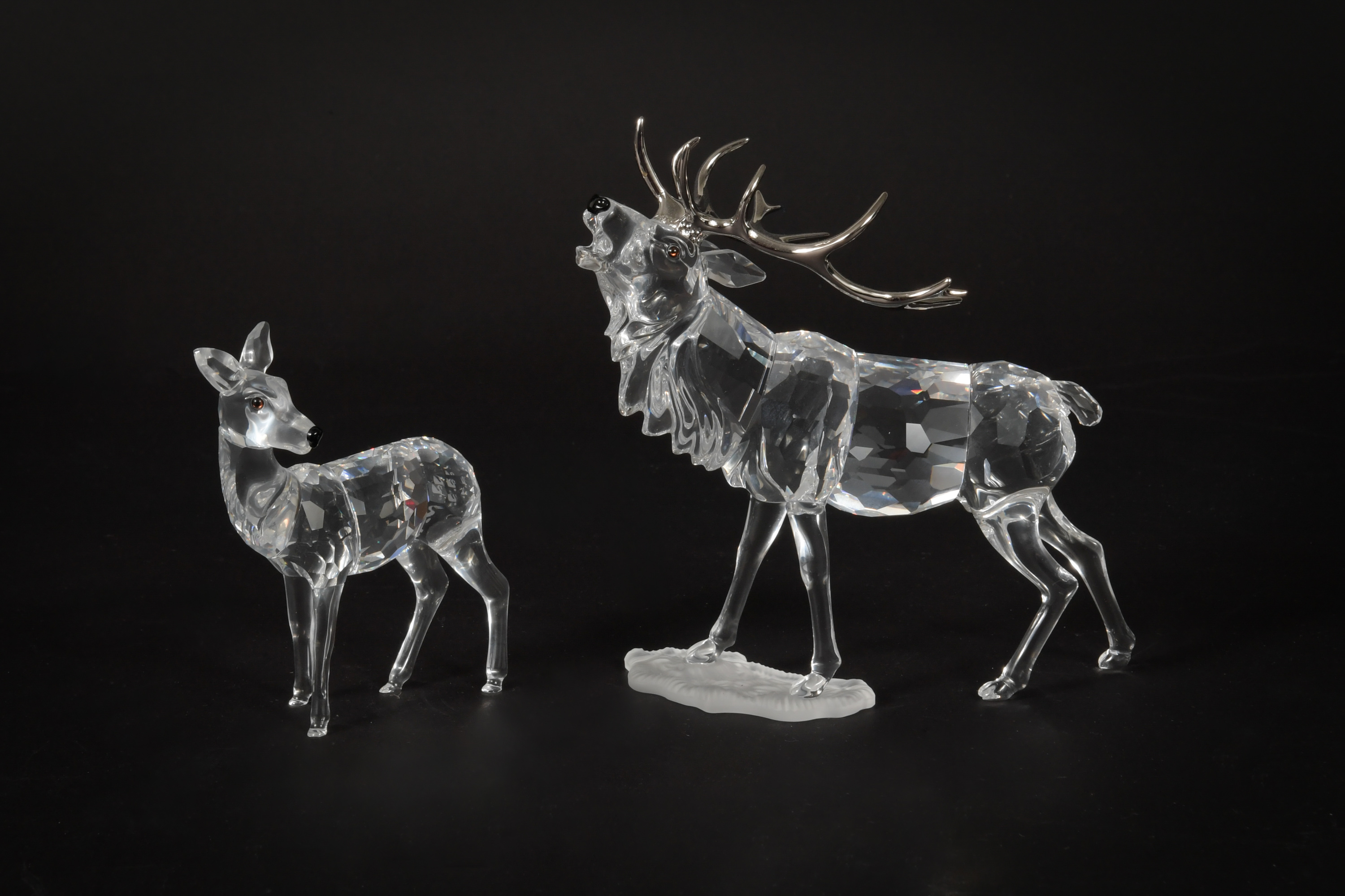 2 Boxed Swarovski Silver Crystal Stag and Doe - Image 2 of 11