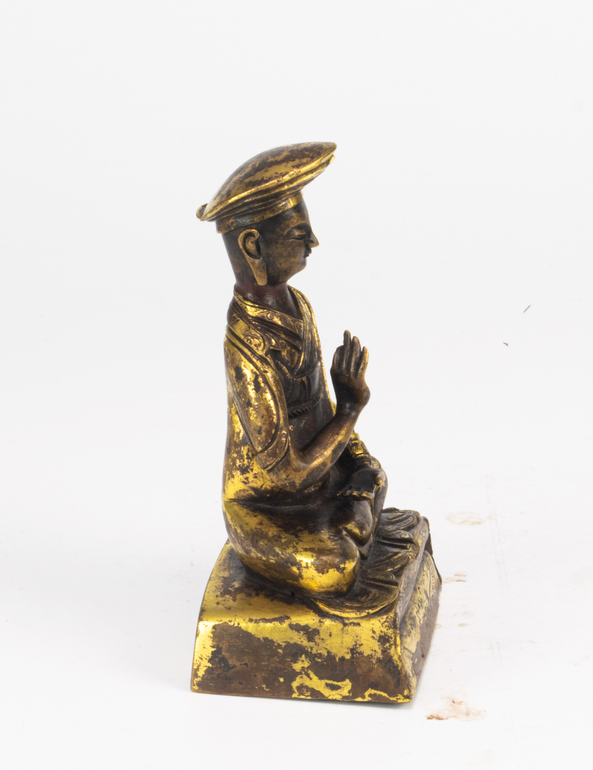 Chinese Gilt Bronze Figure of Lama, Qing Dynasty - Image 2 of 8