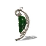 Jade Pendant with 18K White Gold and Diamond Setting