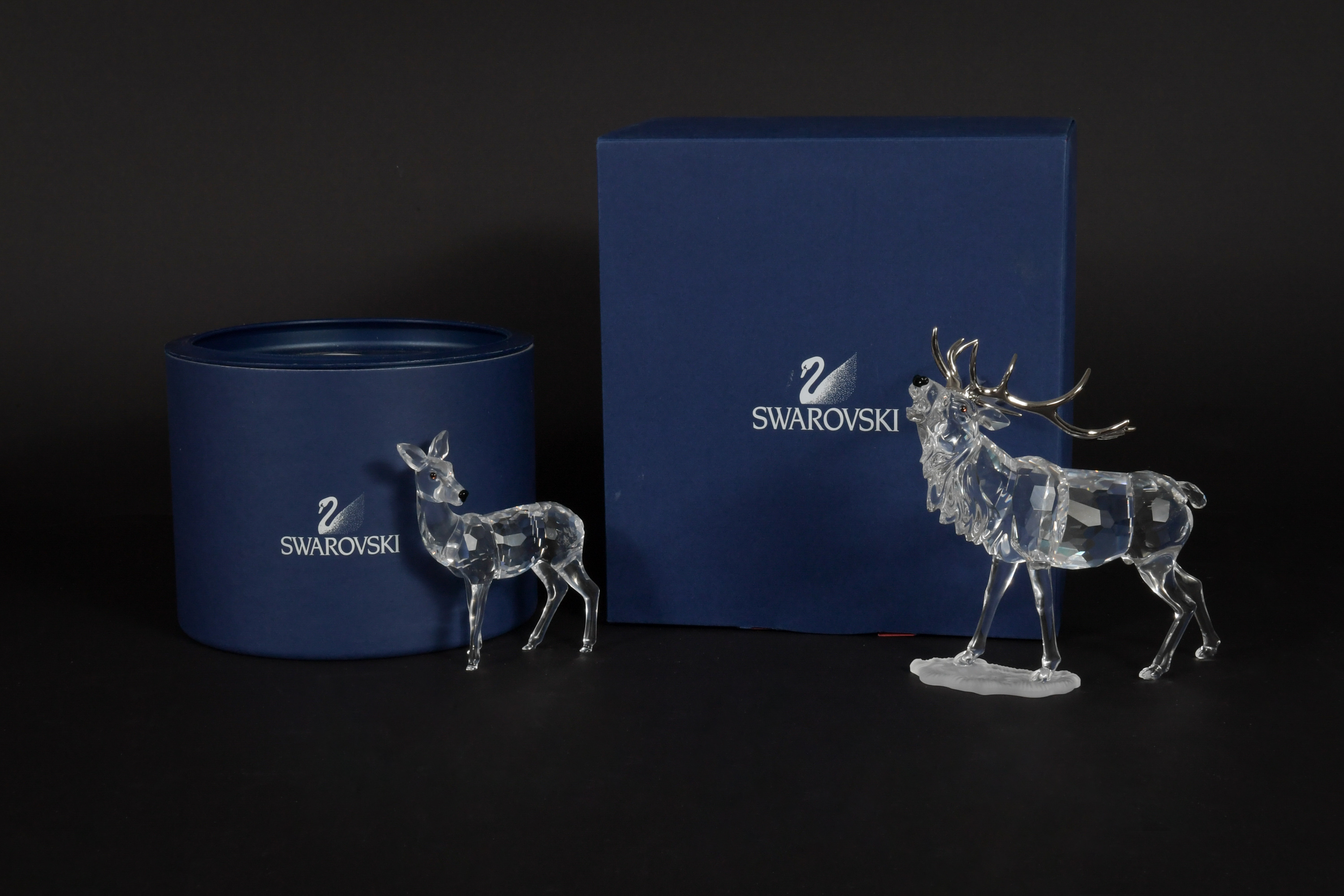 2 Boxed Swarovski Silver Crystal Stag and Doe - Image 4 of 11