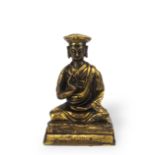 Chinese Gilt Bronze Figure of Lama, Qing Dynasty