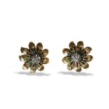 18K Gold, Diamond, and Enamel Clip-on Earrings