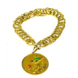 Jadeite and Precious Stones Bracelet, 14K Gold