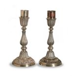 Pair of Chinese Export Silver Candlesticks