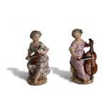 Meissen, 2 Maiden Musicians, Models 2570 and 2571