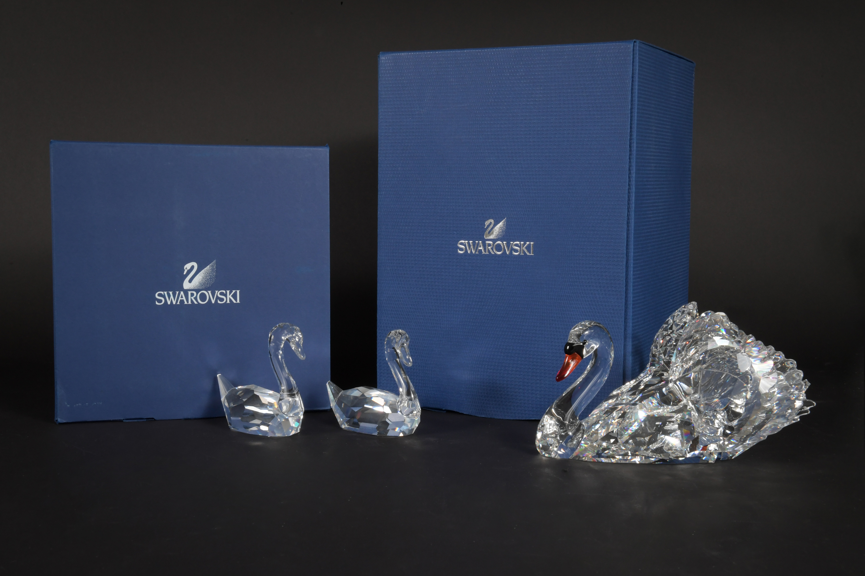 2 Boxed Swarovski Crystal Large Swan and Swan Pair - Image 3 of 5