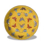 Chinese Yellow-Ground ‘Butterfly’ Plate, Late 19th Century