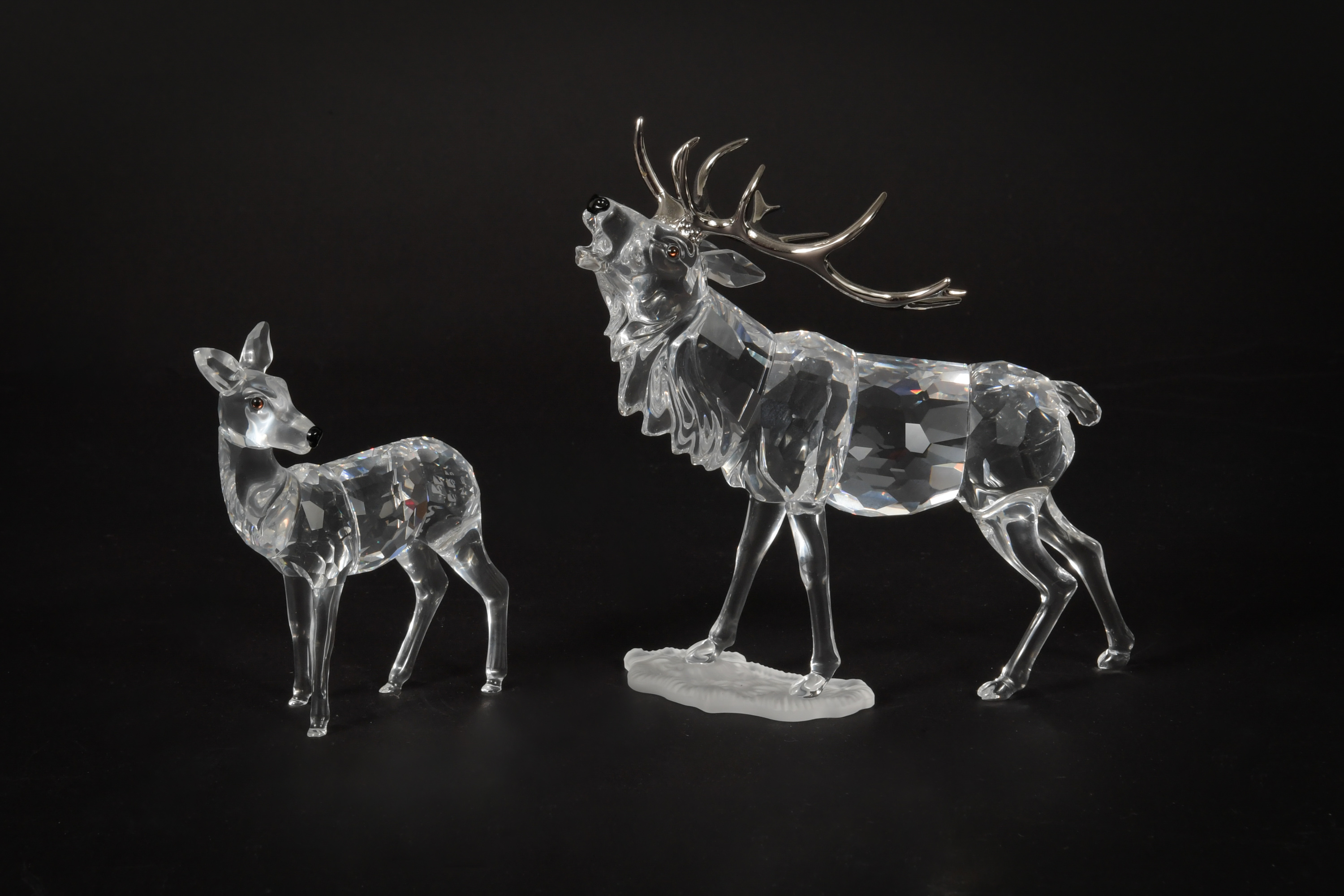 2 Boxed Swarovski Silver Crystal Stag and Doe - Image 3 of 11