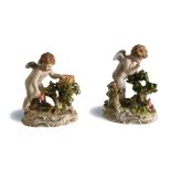 Meissen Cupids Spying, Catching Hearts, O186, O187