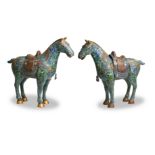 Pair of Chinese Cloisonne Horses