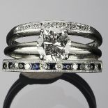 Platinum, Gold, and Diamond Triple-Layered Ring