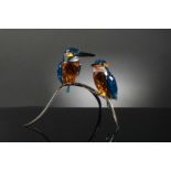Boxed Swarovski Crystal Kingfishers, Turquoise