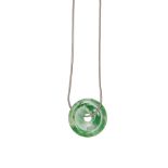 14K White Gold Necklace with Jadeite Disc