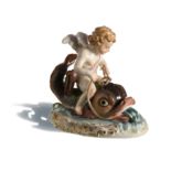 Meissen, Rare Cupid Riding Dolphin, Model S169