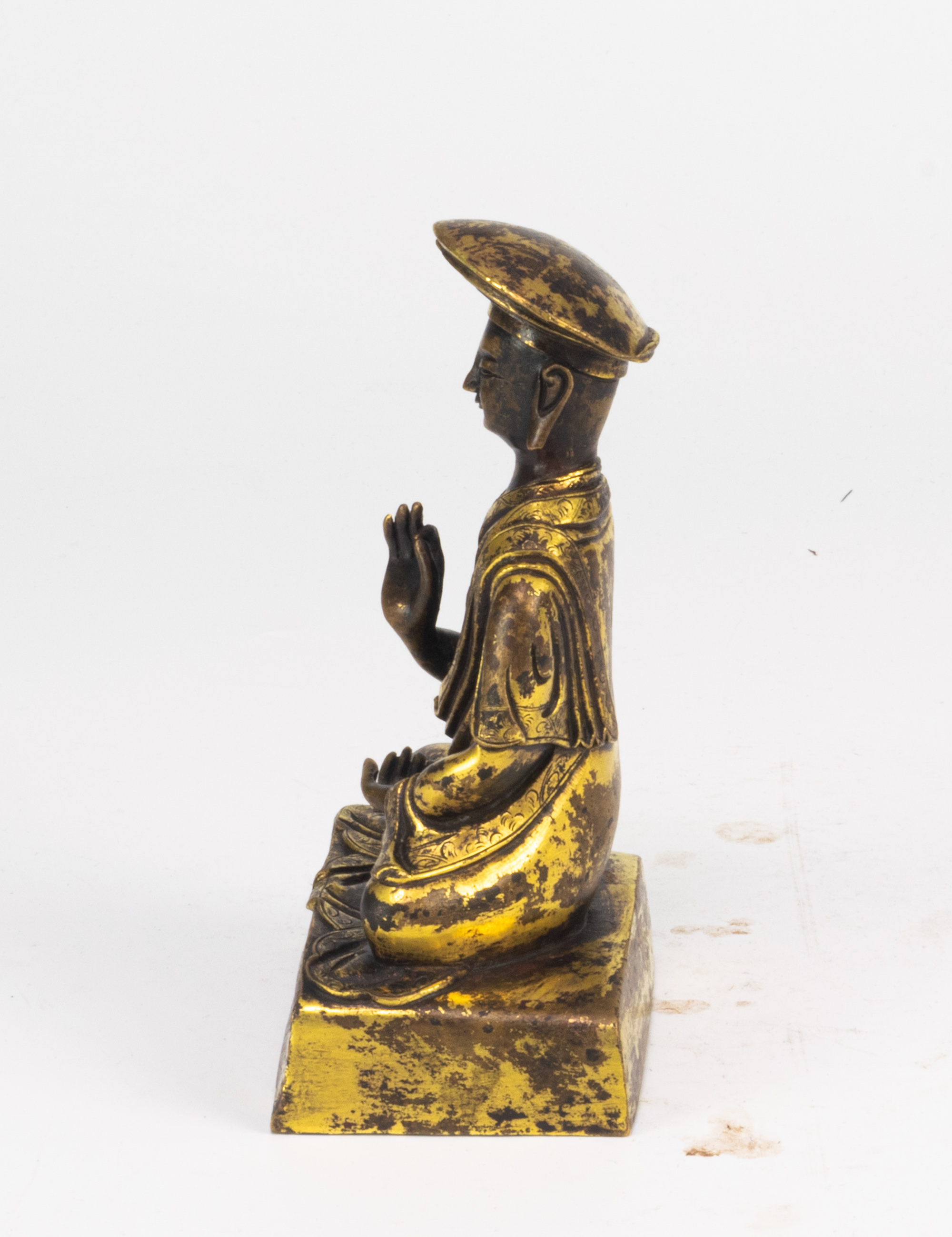 Chinese Gilt Bronze Figure of Lama, Qing Dynasty - Image 4 of 8