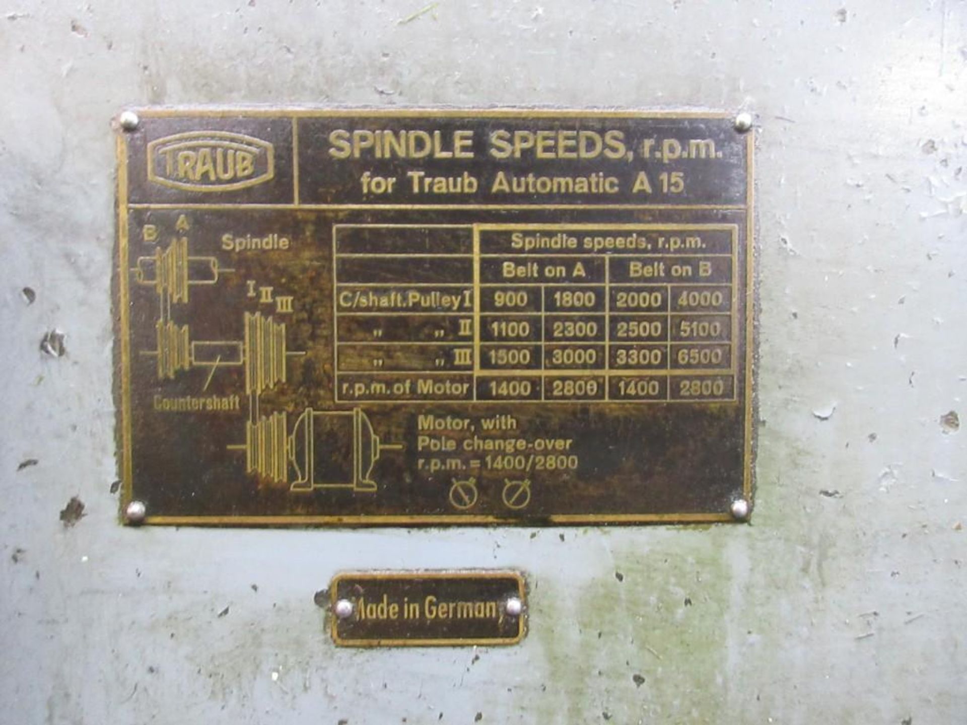 TRAUB AUTOMATIC SCREW MACHINE; MODEL A15 - Image 2 of 2