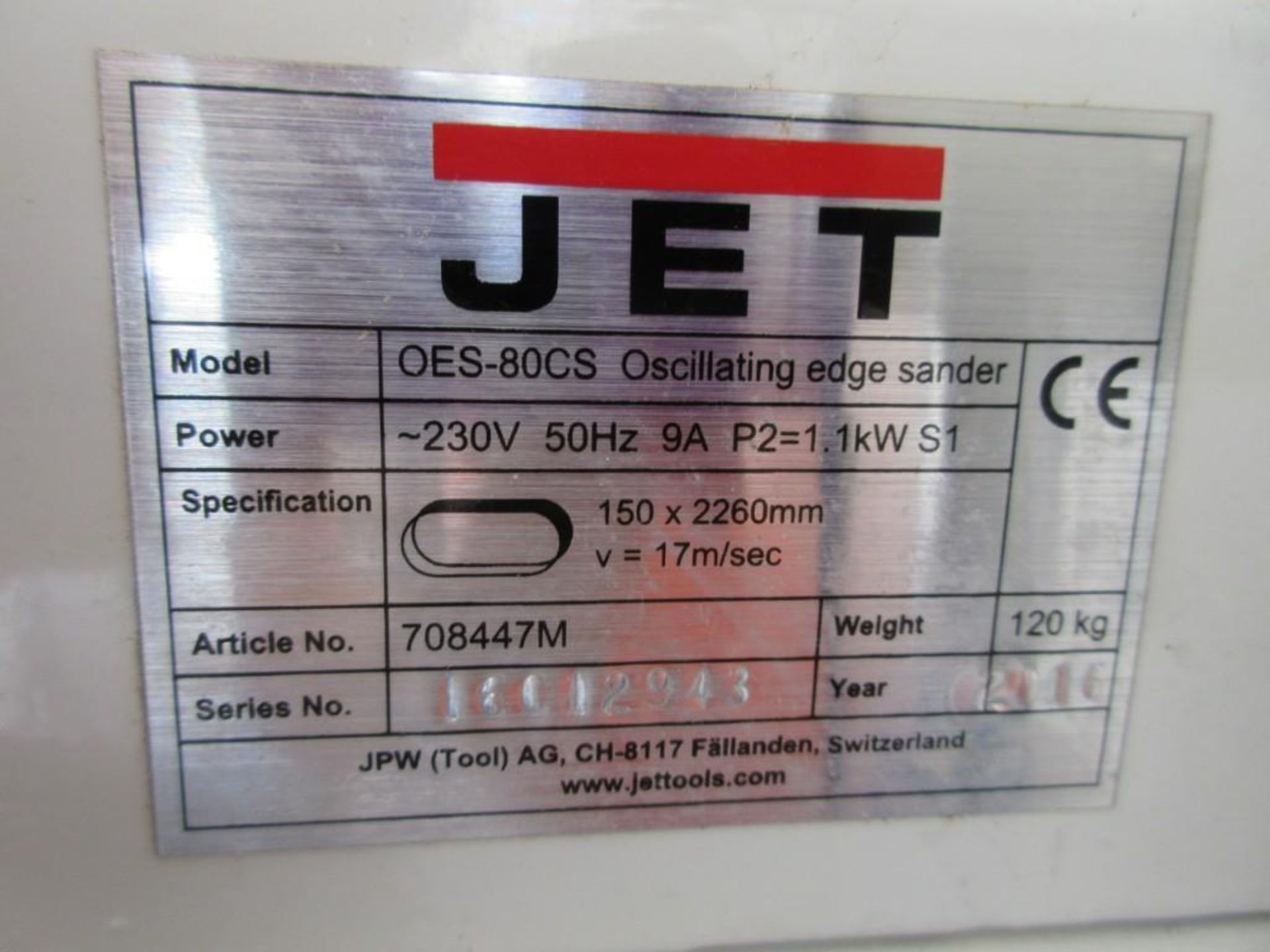 JET OSCILLATING EDGE SANDER; MODEL OES-80CS - Image 3 of 4