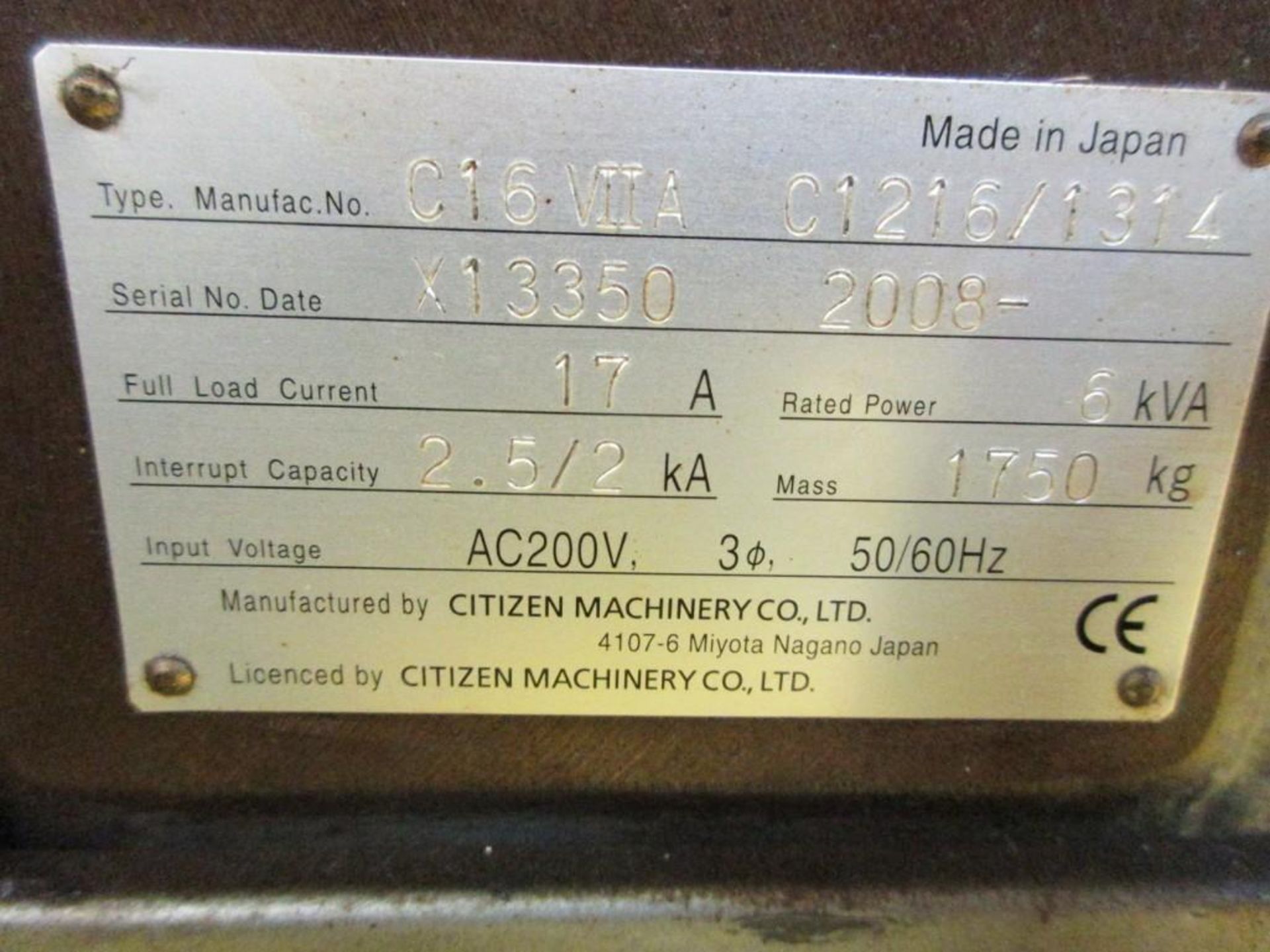 CITIZEN MDL. C16-VIIA SWISS-TYPE CNC LATHE - Image 8 of 8