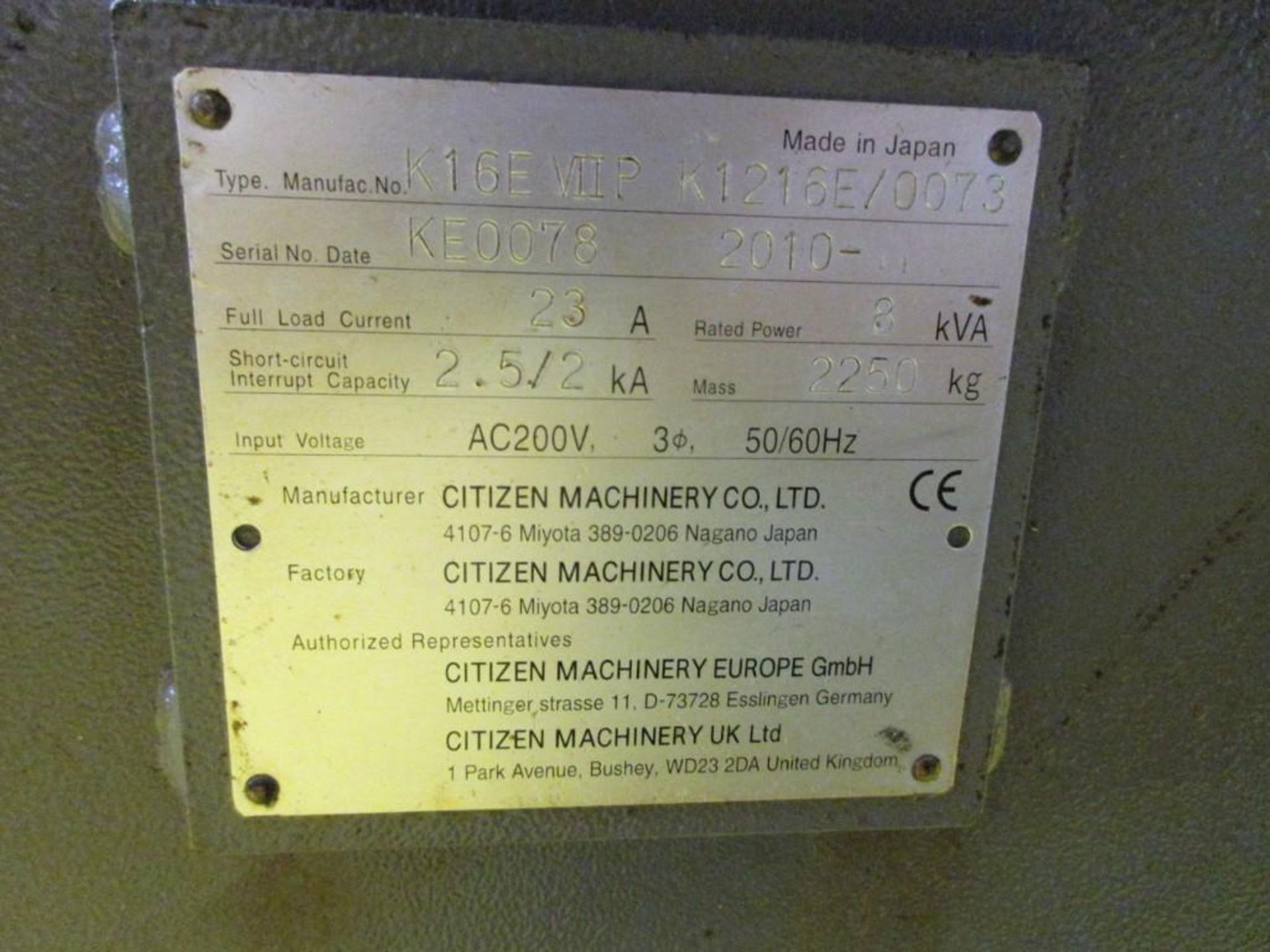 CITIZEN MDL. K16E-VII-P SWISS-TYPE CNC LATHE - Image 6 of 9