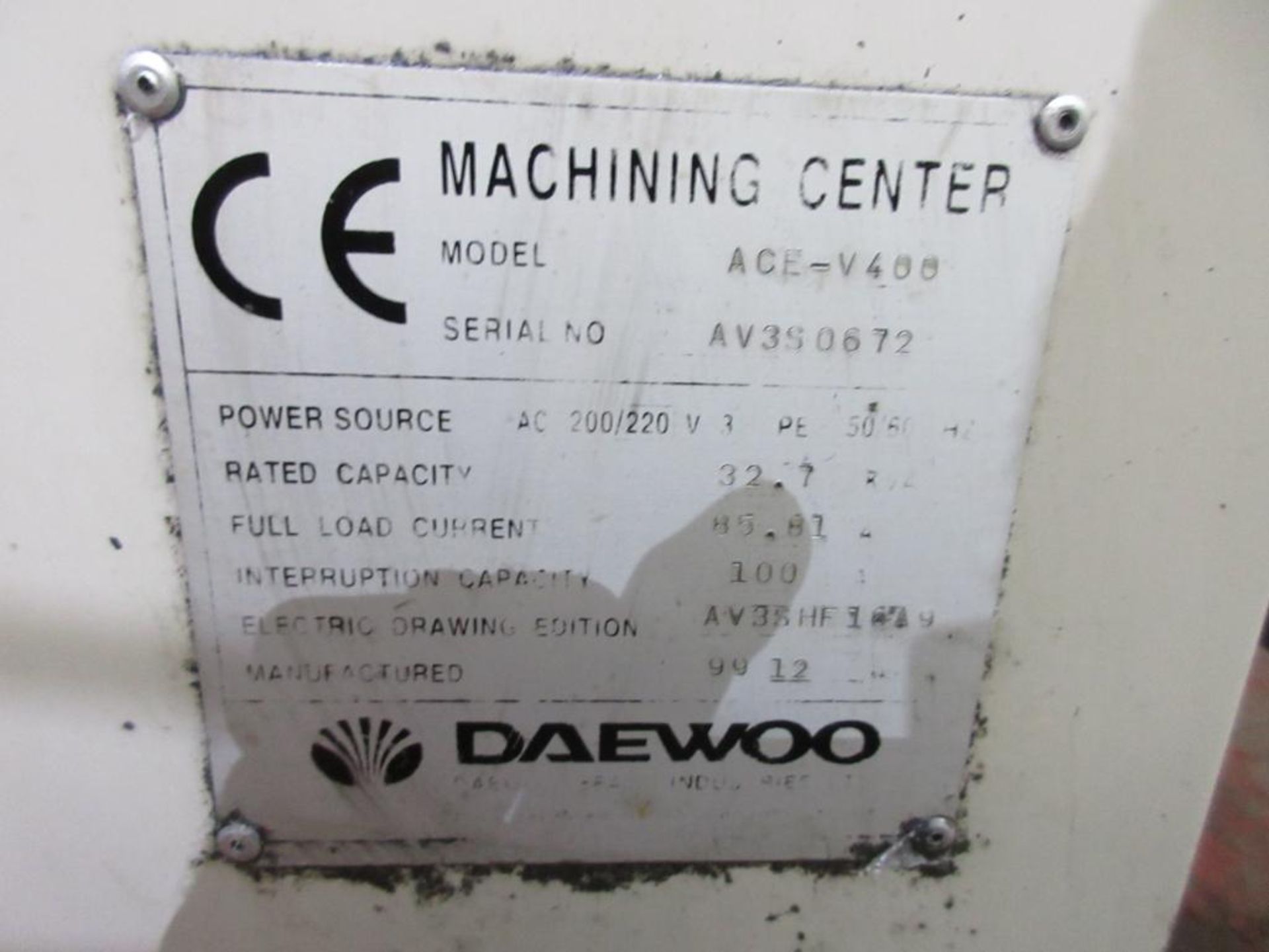 DAEWOO VERTICAL MACHINING CENTER; TWIN PALLET - Image 8 of 22
