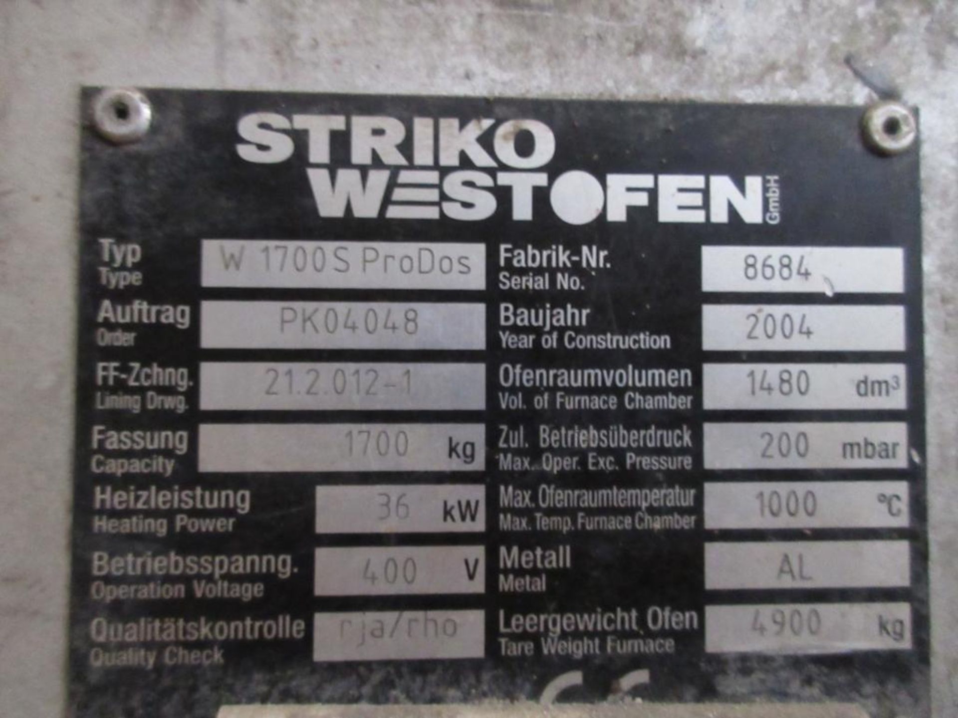 STRIKO WESTOFEN TRANSPORT FURNACE - Image 4 of 4
