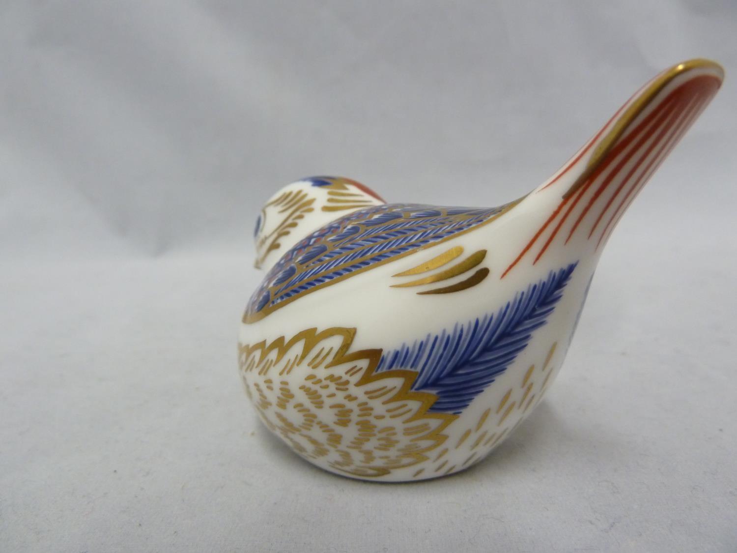 A Sabino glass bird, marked Sabino France; and a Royal Crown Derby Goldcrest bird paperweight, in - Image 3 of 7