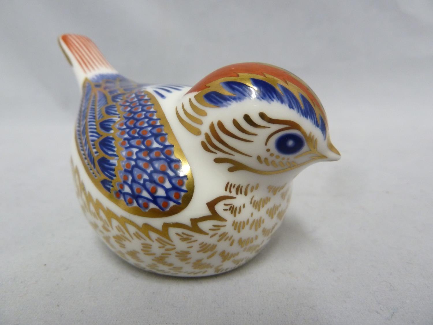 A Sabino glass bird, marked Sabino France; and a Royal Crown Derby Goldcrest bird paperweight, in - Image 5 of 7