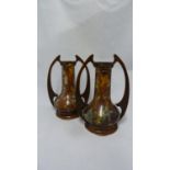 Maximilian Boudnik for Josef Knizek Antonienhutte - a pair of Pandora glass bottle vases set in