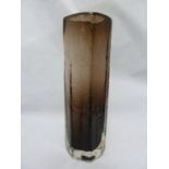 Geoffrey Baxter for Whitefriars - a cucumber glass vase, in cinnamon, 9679 shape, 1960's, 29.5cm