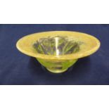 WMF - an Ikora glass Flower pattern bowl, circular with flared rim of pink and yellow over green