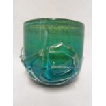 Mdina glass - a Chinese bowl, of sand, green and blue colour applied with 3 colourless glass '