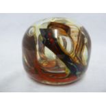 Isle of Wight Glass - an early treacle / tortoiseshell inside out vase, swirled in rich brown,