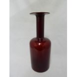 Holmegaard - Gulvvase, a glass bottle vase of cherry red over white with wide flared upper rim, 24.