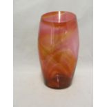 Whitefriars - a 8608 glass vase, unusually in amber and ruby streaky glass, Circa 1930, 22.7cm
