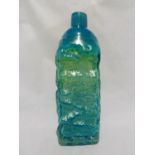 Mdina glass - a Bark vase, of large size, of square section bottle form, blue/green coloration, c.