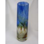 Isle of Wight Glass - a blue Aurene cylindrical vase, impressed flame mark to pontil, 19.5cm high