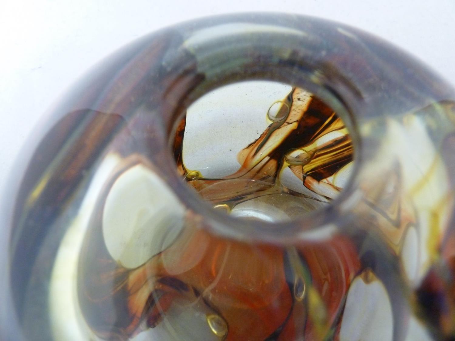 Isle of Wight Glass - an early treacle / tortoiseshell inside out vase, swirled in rich brown, - Image 5 of 9