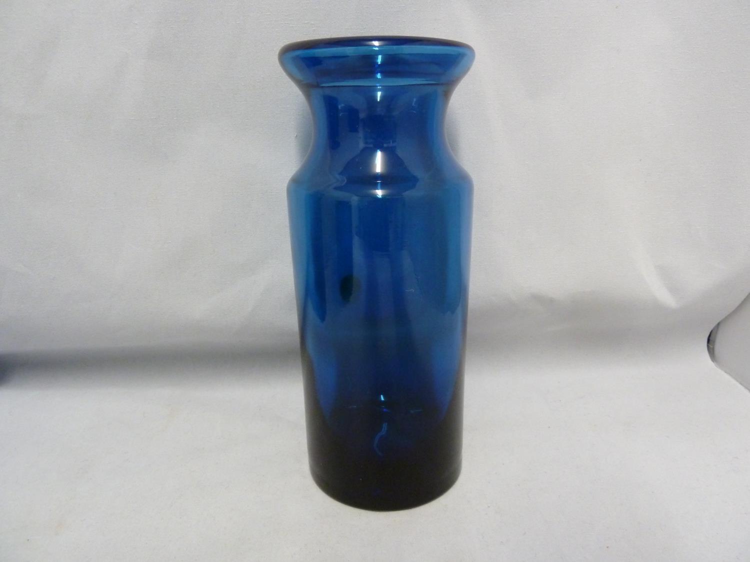 Hovmantorp - three cobalt blue glass vases, of cylindrical form with inverted rims, unmarked, one - Image 2 of 11