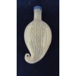 Venetian Glass - a white filigrana laydown scent bottle, of flattened ovoid form with rams horn