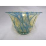 WMF - Ikora glass, a rare seaweed pattern bowl, the blue green fronds on a pale sand coloured